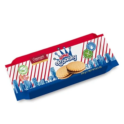 Imagen de Galletas de Chocolate Sándwich Relleno con Crema Alto Contenido en Fibras y Proteínas Snack Sin Gluten Lactosa King Coooky 250g Coppenrath