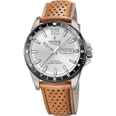 Imagen de Festina Reloj Hombre F20699/1 Titanium Caja de Titanio Plateado Correa Piel Marrón