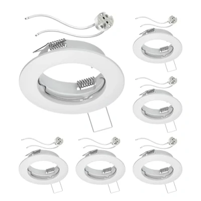 Imagen de ledscom.de 6 piezas marco para empotrar en el techo FERE blanco mate (LED/Halógeno/MR16/50mm) incl. casquillo GU5.3