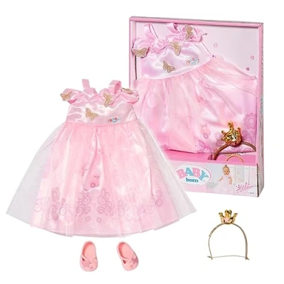 Imagen de Baby born Deluxe Traje de Princesa 834169 Accesorios para muñecas hasta 43cm Incluye vestido rosa, diadema con corona y zapatos rosas Edad: 3+ años