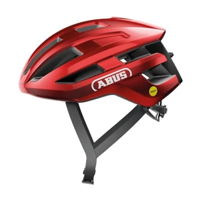 Imagen de ABUS casco de ciclismo carretera PowerDome MIPS ligero con sistema ventilación inteligente y protección contra impactos Made in Italy para hombre mujer rojo, talla M