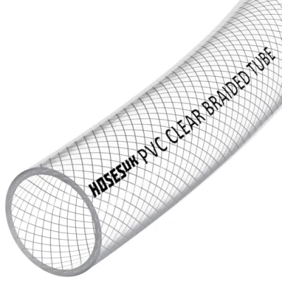 Imagen de Manguera de plástico flexible PVC reforzado transparente 25 mm diámetro interior para aire, agua, aceite, gas, alimentos, 10 metros