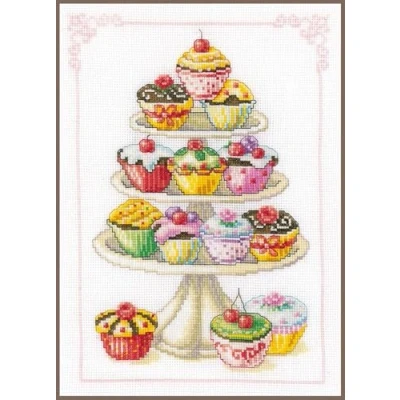Imagen de VERVACO Kit para Cuadro de Punto Cruz, diseño Cupcakes, Multicolor (20028.349)