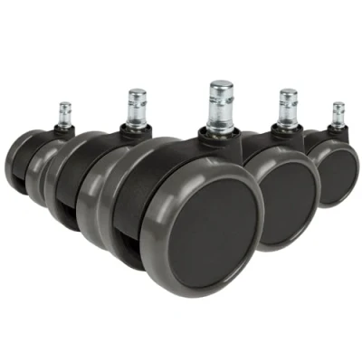 Imagen de hjh OFFICE 619010 5x Ruedas para sillas de oficina ROLO 11mm x 65mm, 5 unidades, Suelos duros