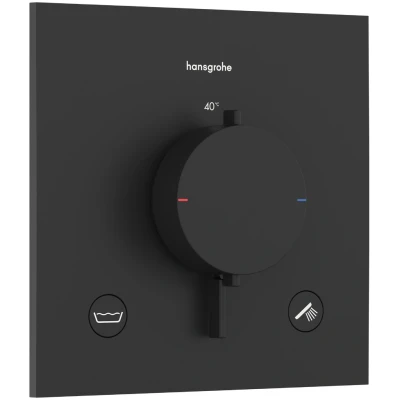 Imagen de hansgrohe Ecostat Comfort E 33716670 termostato de ducha con combinación fusibles, grifo bloqueo seguridad a 40 C, para 2 consumidores, color negro mate
