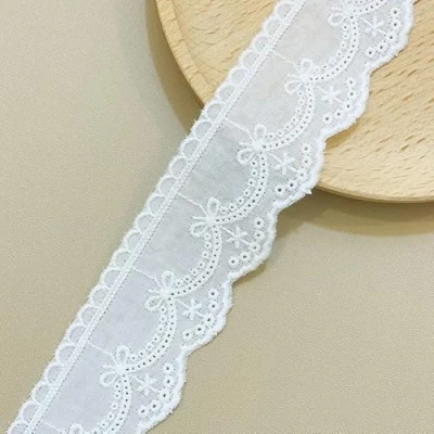 Imagen de Yulakes 5 yardas de 3 cm tela algodón blanco, bordado encaje, ribetes decorativos, encaje