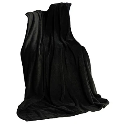 Imagen de CelinaTex Manta mullida de 150 x 200 cm, Color Negro, para sofá o salón, Suave, Microfibra, Forro Polar, con Certificado Oeko Tex, TV
