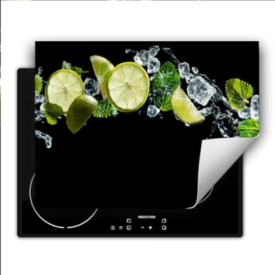 Imagen de TMK ArtDeko Placa protectora Vitroceramica induccion 80x52 cm Vinilo, Protector Induccion, Negro verde