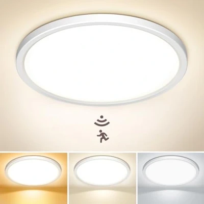 Imagen de NIBSHOOM Plafón LED Techo con Sensor de Movimiento, 3000K/4000K/6500K 18W IP44 Impermeable Lampara Techo, Luz Balcón Cochera Pasillo Sótano Sala, Ø22cm