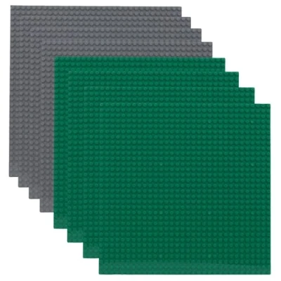 Imagen de Fousenuk 8 Piezas Base para Construir Verde y Gris, Classic de 32x32 Tacos, Bases Clásicas 25 x 25cm, Games Placas Bloques Grandes Compatibles con Las Principales Marcas