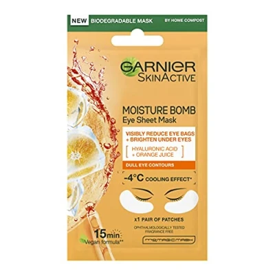 Imagen de Garnier Máscara para ojos, ácido hialurónico y zumo naranja, 6 g x