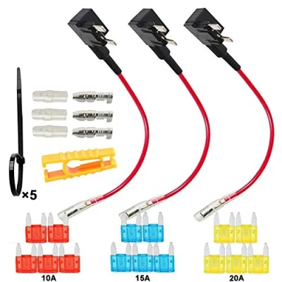 Imagen de FULARR 3Pcs Premium ACS Add A Circuit Fusible Tap Adaptador, Portafusibles Estilo Cuchilla, con Gratis Mini X 15Pcs, Puller 1Pcs, Cables Ataduras 5Pcs 12V / 24V