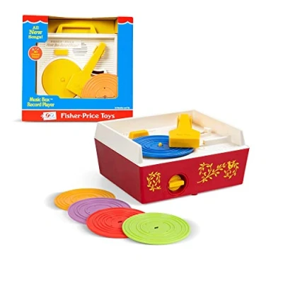 Imagen de Fisher Price Clásicos 1697 Tocadiscos estilo caja de música, juguete musical para bebés; interactivocon 10 canciones, aprendizaje; edades a partir los 18 meses