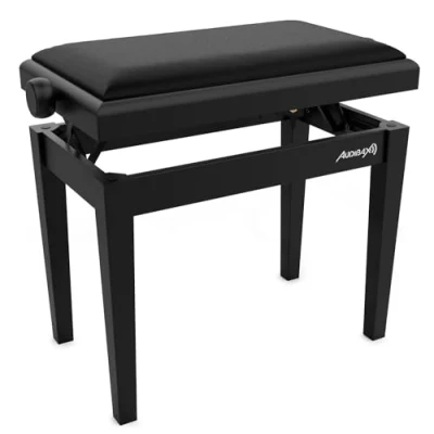 Imagen de Audibax KB600 Black Banqueta para Piano o Teclado Banco Plegable de Gran Resistencia Ajustable en Altura 47,5 a 56,5 cm Taburete Acolchado Fabricado Madera