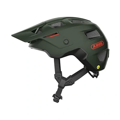 Imagen de ABUS casco MTB MoDrop MIPS de bicicleta robusto con protección contra impactos para ciclistas montaña ajuste personalizado unisex verde oscuro, talla S (51 55 cm)