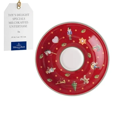 Imagen de Villeroy &amp; Boch Toy&#039;s Delight Specials plato para tazas de espresso, pequeño porcelana con decoración navideña, vajilla 12 cm Ø, apto lavavajillas y microondas