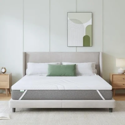 Imagen de Novilla Topper Viscoelástico 180x200 5 cm, Colchón de Gel, Sobrecolchón Memory Foam Mattress Topper, Bambú, Cubrecolchón Extraíble y Lavable, Blanco
