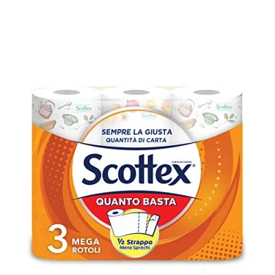 Imagen de Scottex Quanto Basta, Papel De Cocina, Opción Medio Rasgón, Certificado FSC, 3 Maxi Rollos