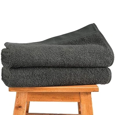 Imagen de Hausfelder Juego de 2 Toallas Ducha Rizo prémium con Trabillas para Colgar, algodón Certificado Öko Tex, Suave, Absorbente (2 baño 70 x 140 cm, Antracita)