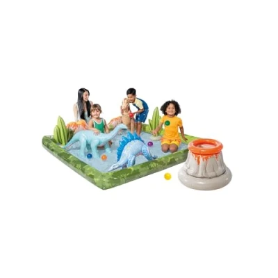 Imagen de Intex, Piscina Infantil Hinchable con dispersor de Agua y Juego Lanzamiento Bolas, 410 l, Máx 81 kg, Dinosaurios, Incluye Parche reparación, Centros para niños, +2 años (56132)