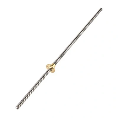 Imagen de Accesorios para Impresora 3D, T8, husillo roscado Trapezoidal, Tornillo de Plomo + Tuerca Paso 2 mm, Alambre 8 Acero Inoxidable, Motor a (400 mm)