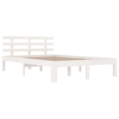 Imagen de vidaXL Estructura de Cama Matrimonial Somier Dormitorio Base Habitación Muebles Mobiliario Hogar Cuarto Descanso Madera Maciza Blanco 120x190 cm