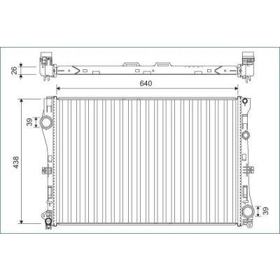 Imagen de VALEO 701142 Radiador, refrigeración del motor Aluminio 438 640 26 sin regulador de refrigerante MERCEDES BENZ: Clase C Berlina, T modell