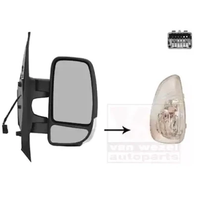 Imagen de espejo retrovisor Van Wezel 3799818 derecha negro completo, convexo, para ajuste elect. espejo, calefactable, con sensor de temperatura, brazo