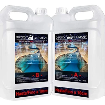Imagen de 2,64 kg Resina epoxi 2C, hasta 10 cm, DIPOXY 2K 700PRO, Epoxy dos componentes transparente para mesa, suelo, joyería, formas de acuario, UV