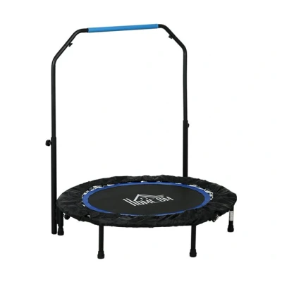 Imagen de HOMCOM Trampolín de Fitness Ø102 cm Cama Elástica Plegable con Mango Ajustable 4 Niveles Marco Acero para Entrenamiento Piernas Cuerpo en Hogar Oficina Gimnasio Azul
