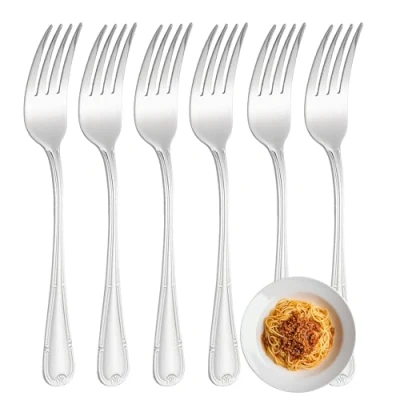Imagen de YS FAMILY Pack 6 Tenedor de Mesa Acero Inoxidable Diseño Flor, Elegancia y Funcionalidad para Cada Ocasión, Cubiertos Alta Gama Hogar Restaurante, 19.8x2.5CM