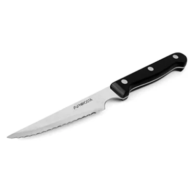 Imagen de NIROSTA Cuchillo carne mesa de acero inoxidable y chuletero (cuchillo para cortar carne), color: negro e inoxidable, 22x2x2 cm,1 ud.