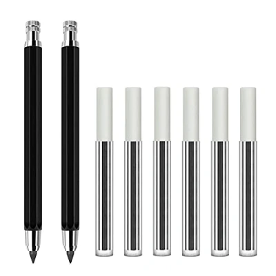 Imagen de Peowuieu Portaminas mecánico automático de 5,6 mm con sacapuntas y minas carbón, 6 adicionales