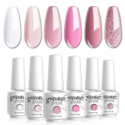 Imagen de Vishine. Lote de 6 esmaltes uñas; colores diferentes, esmalte semipermanente, barniz gel UV LED Soak Off