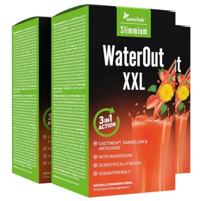 Imagen de WaterOut XXL Magnesio, Alcachofa, Perejil, Diente de León, Ortiga Detox, Drenante y Diurético Natural 30 Sobres para Días E libro Gratuito SlimJOY