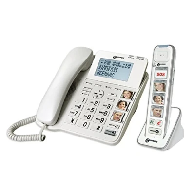 Imagen de Geemarc Amplidect 295 Combi Photo Teléfono Fijo Amplificado y su Auricular Adicional con Grandes Teclas Fotos Personalizables para Personas Mayores Pérdida Auditiva Baja o Moderada