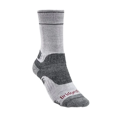 Imagen de Bridgedale calcetines de senderismo peso medio para mujer con altura botas merino, resistencia medio, Mujer, 710644, plateado, S
