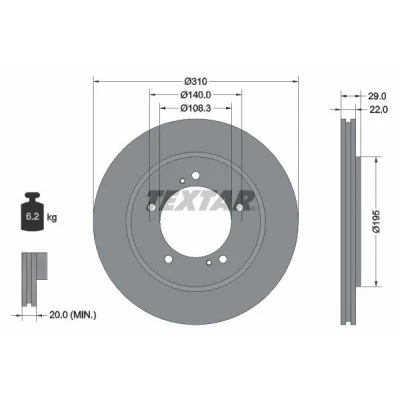 Imagen de TEXTAR PRO 92170503 Disco de freno SUZUKI: Grand Vitara 2 SUV, 1 SUV