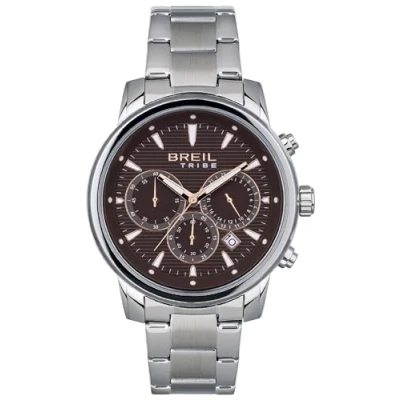 Imagen de BREIL Reloj Men&#039;s Caliber Esfera MONOCROMÁTICA MARRÓN Movimiento CRONÓGRAFO Cuarzo y Pulsera DE Acero Plateado EW0512