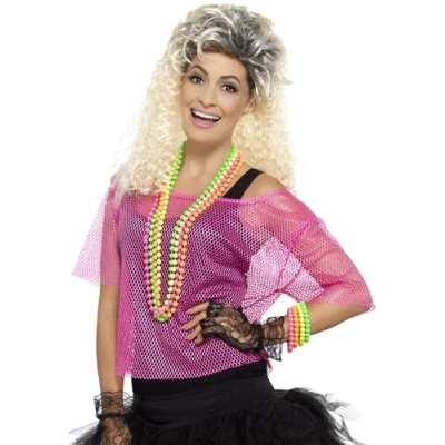 Imagen de Smiffys Top de rejilla, rosa flúor