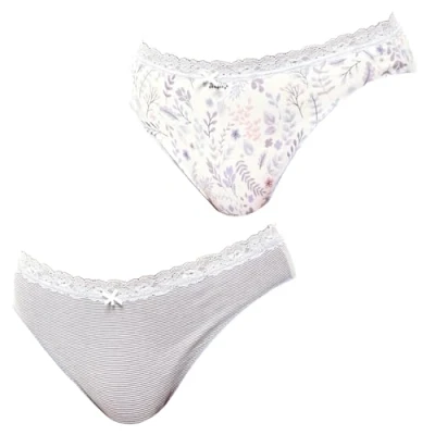 Imagen de JANIRA Pack 2 Bragas Mujer algodón Brislip Coquette JPB1 Braguitas básicas para Mujer, Braga de algodón, Ropa Interior cómoda