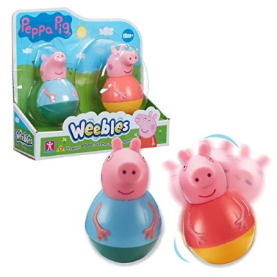 Imagen de WEEBLES, 2 Personajes Peppa Pig, Culbuto, Juguete de Despertar, para Niños Desde 1 Año, GIOCHI PREZIOSI, WE0002