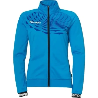 Imagen de Kempa Wave 26 Poly Jacket mujer niña Chaqueta deportiva de entrenamiento balonmano para hombre sudadera ligera elástica con bolsillos cremallera