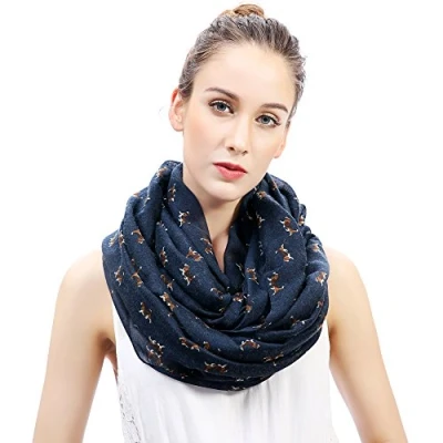 Imagen de Lina &amp; Lily Bufanda Infinita Snood con Estampado de Perros Beagle (Azul marino)