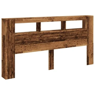 Imagen de vidaXL cabecero con LED Madera ingeniería Envejecida 200x18,5x103,5 cm, cabecero, Cabezal de Cama, estantes, Cama