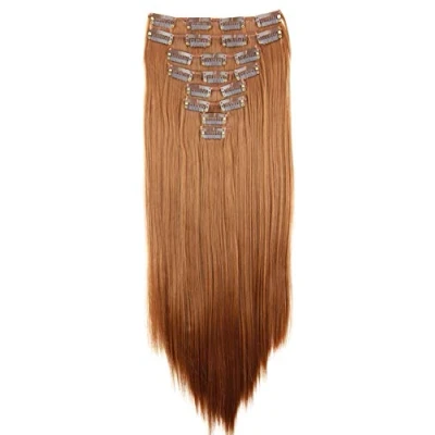 Imagen de CAISHA XXL 50cm 8 Piezas SET Clip In Extensions Extensión De Cabello Postizo Liso Marrón Medio CES108