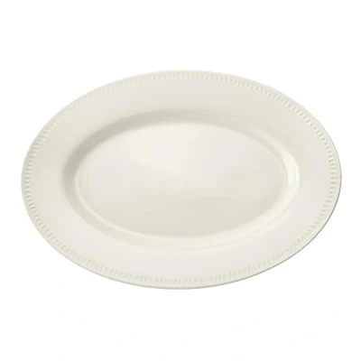 Imagen de Mikasa Cranborne Fuente Ovalada para Servir, de Gres Crema Servir Comida, 39cm, Plato Grande Apto Microondas y Lavavajillas
