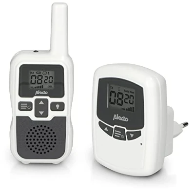 Imagen de Alecto bébé DBX80 Vigilancia de Largo Alcance Monitor Bebe hasta 3.000 Metros con Tiempo Espera (hasta 9 Horas) VOX Sensibilidad Ajustable Ampliable Blanco
