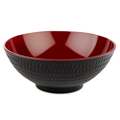 Imagen de APS bol Asia Plus de melamina casi irrompible, versátil plástico apilable, ensaladera, negro/rojo, Ø 24 cm, 2,2 litros.