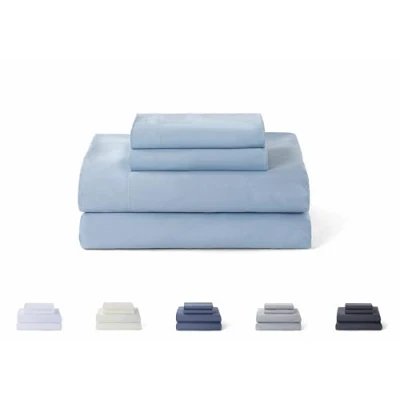 Imagen de Todocama Juego de Sábanas 4 Piezas 5003 Sábana Bajera Ajustable Encimera Dos Fundas Almohada 50x80cm. (Cama 90x190/200 cm, Azul Claro)
